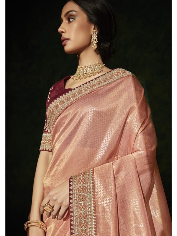 Beautiful Shimmer Silk Woven Design Saree (Mauve) - GG000081