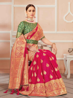 Pink Banarasi Silk Ethnic Motifs Saree GG000102-2