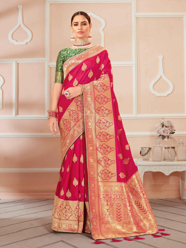 Pink Banarasi Silk Ethnic Motifs Saree GG000102