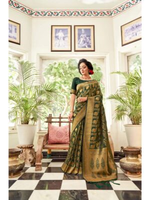 Green Soft Handloom Weaving Silk Saree GG000017