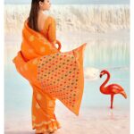 Beautiful Orange Banarasi Silk Woven Design Saree With Blouse Piece - GG000156