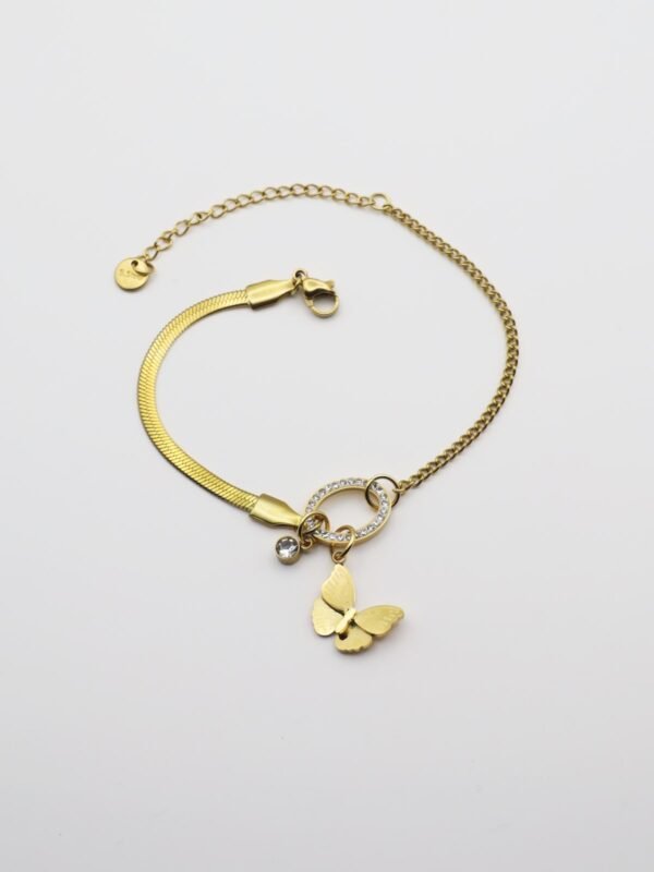 Gold-Plated Butterfly Chain Bracelet – Hypoallergenic, Anti-Tarnish Stainless Steel - gg000044