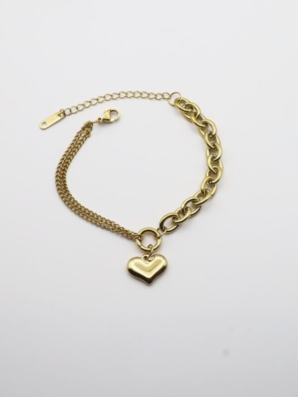 Multi-Chain Heart Pendant Stainless Steel Bracelet - gg000049
