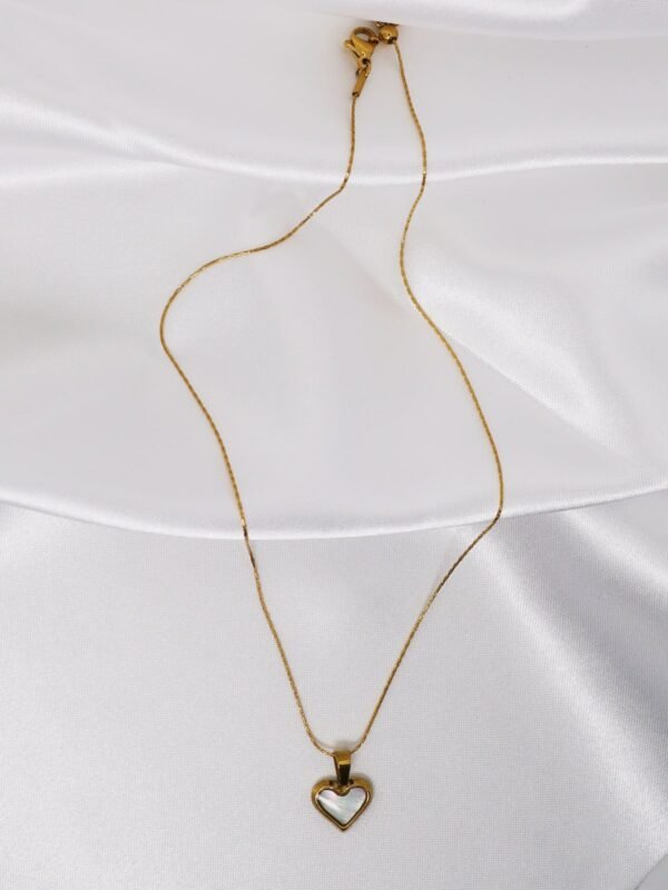 Necklace with Heart Shape Mother of pearl Stainless Steel Chain